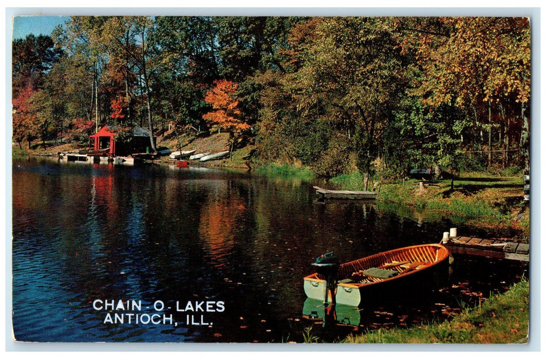 1958 Chain Ohio Lakes Boats Shades Grove Antioch Illinois IL Posted Postcard