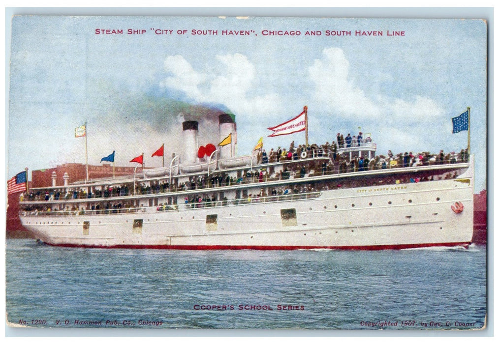 c1910's Steamship City Of South Haven And South Haven Line Chicago IL Postcard