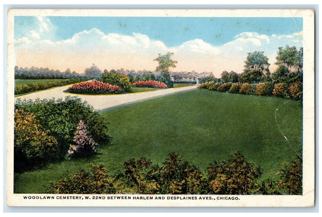c1920's Woodlawn Cemetery Flower Beads Grounds Chicago Illinois IL Postcard