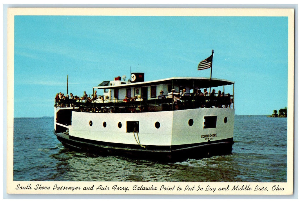 c1960's South Shore Passenger & Auto Ferry Catawba Point Middle Bass OH Postcard