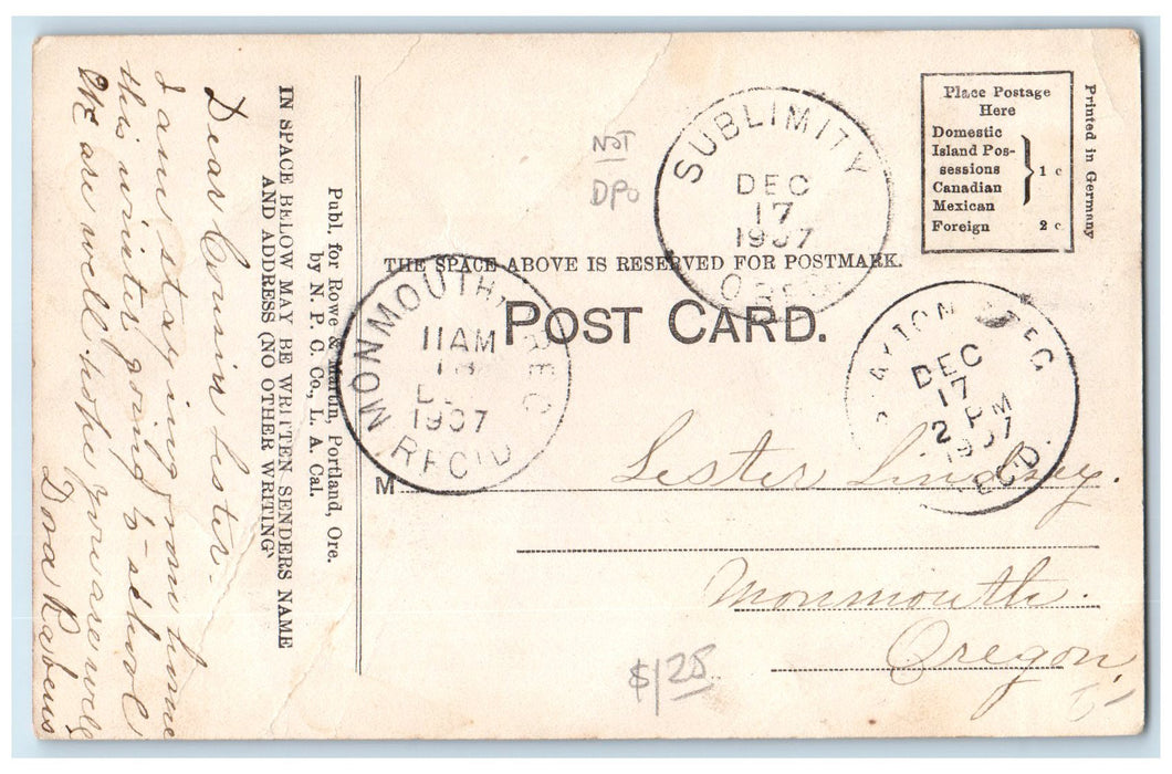 c1910 Soldiers Monument Lounsdale Square Statue Park Portland Oregon OR Postcard