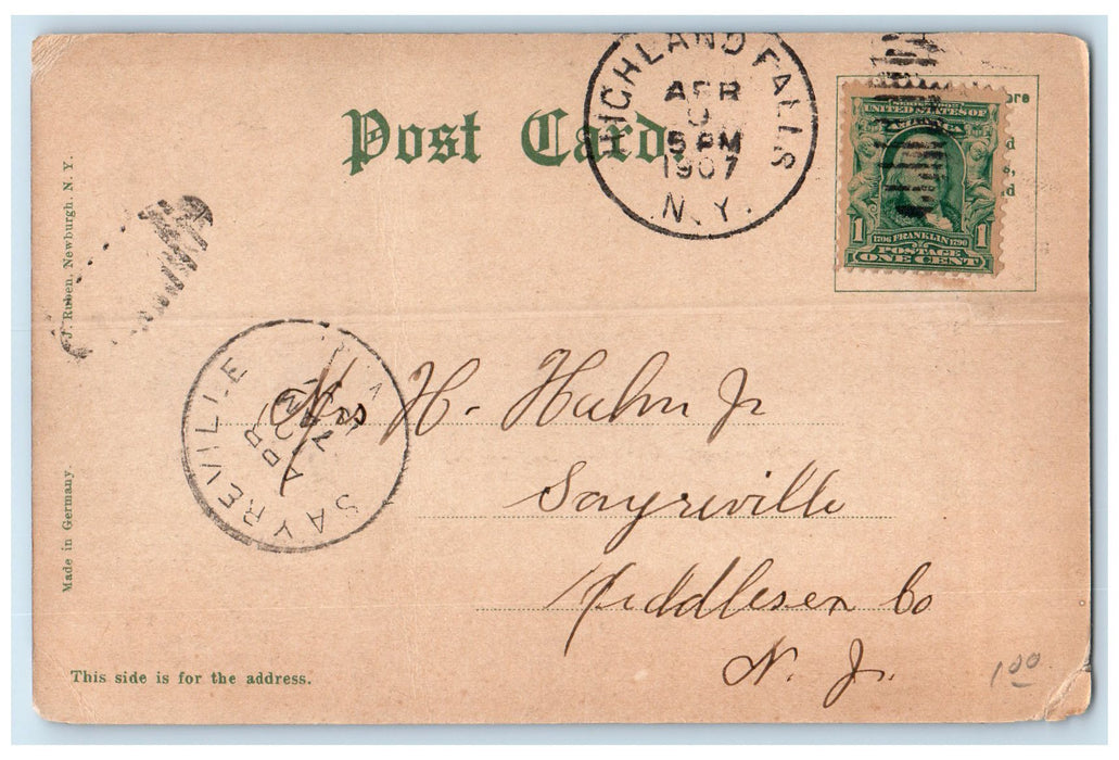 1907 Seacoast Battery Ship Cannon Inline Road West Point New York NY Postcard