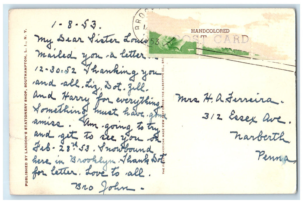 1953 Sunken Garden Boyberry Land Southampton Long Island New York NY Postcard