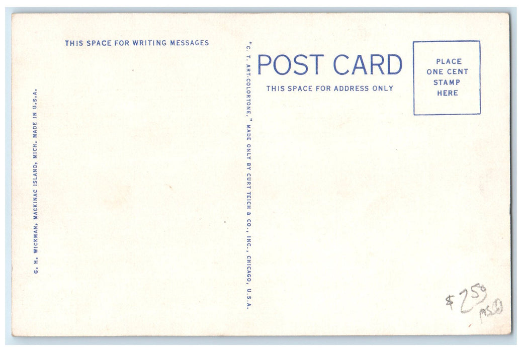 c1940's Michigan State Auto Ferries Connecting Mackinaw & St. Ignace MI Postcard