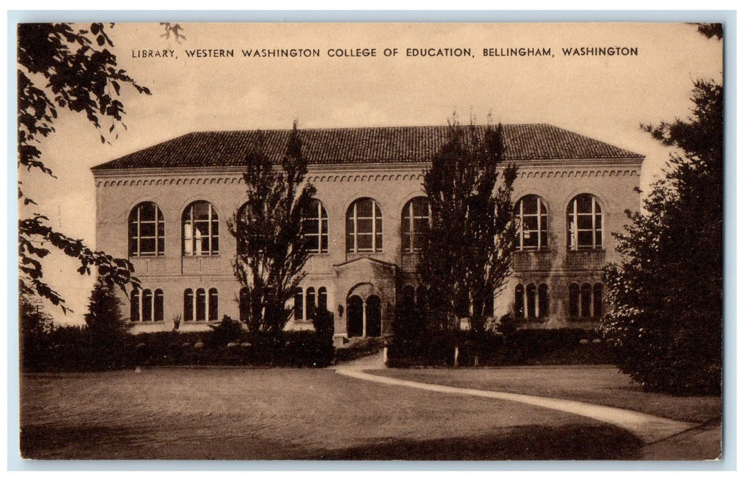c1910 Library Building Entrance West. Washington College Bellingham WA Postcard