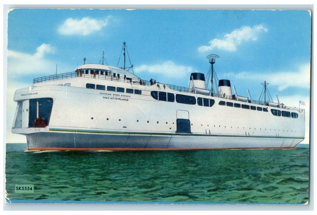c1940's Pere Marquette Railway Largest & Powerful Carferry Manitowoc WI Postcard