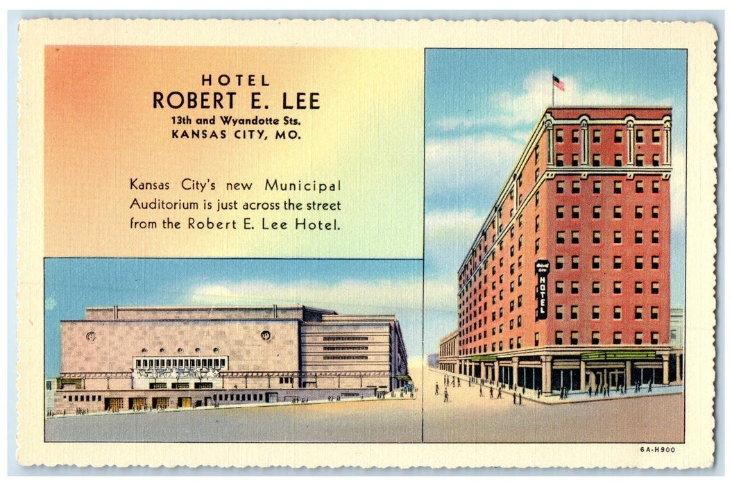 1940 Hotel Robert Lee & Restaurant Building Kansas City Missouri MO Postcard