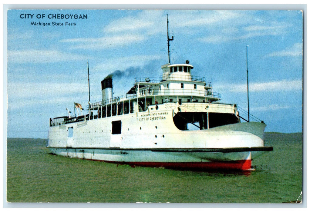 c1960's City Of Cheboygan Michigan State Ferry St. Ignace MI Unposted Postcard