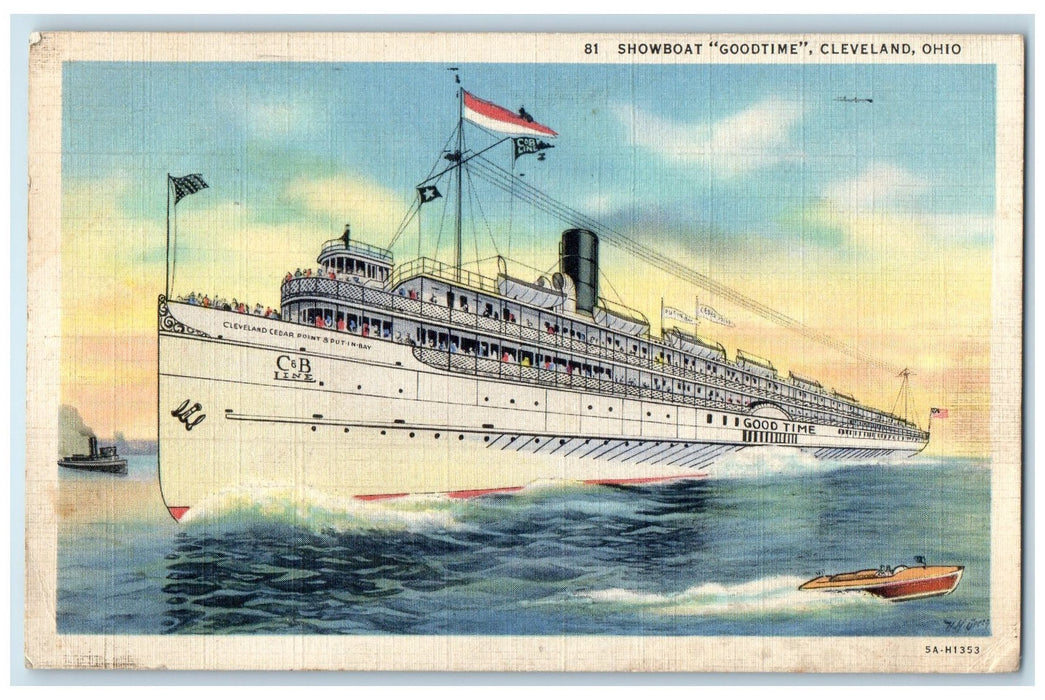 1936 Showboat Goodtime From Cleveland To Cedar Point Cleveland Ohio OH Postcard