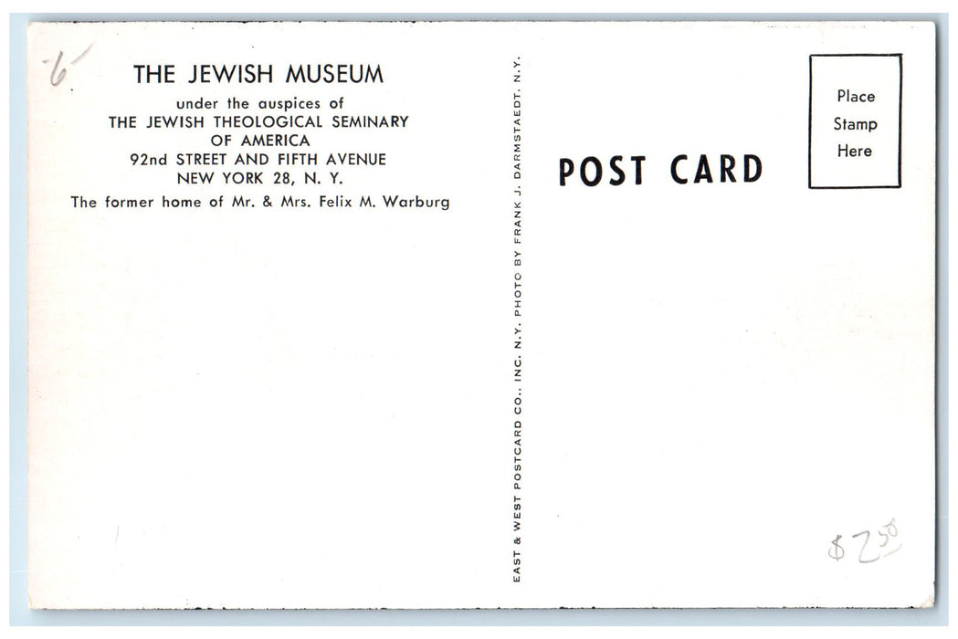 c1920 The Jewish Museum Torah Crown Silver Partly Gilt New York City NY Postcard