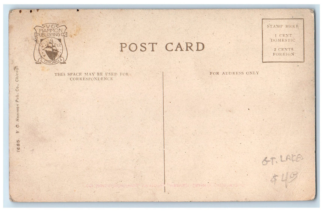 c1910 Steamship United States Indiana Transportation Company Hammond IN Postcard