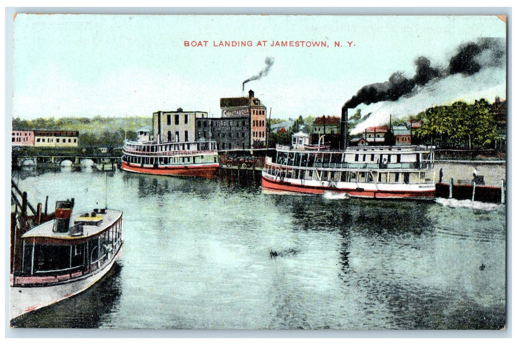 c1910's Steamships Boat Landing Scene At Jamestown New York NY Unposted Postcard