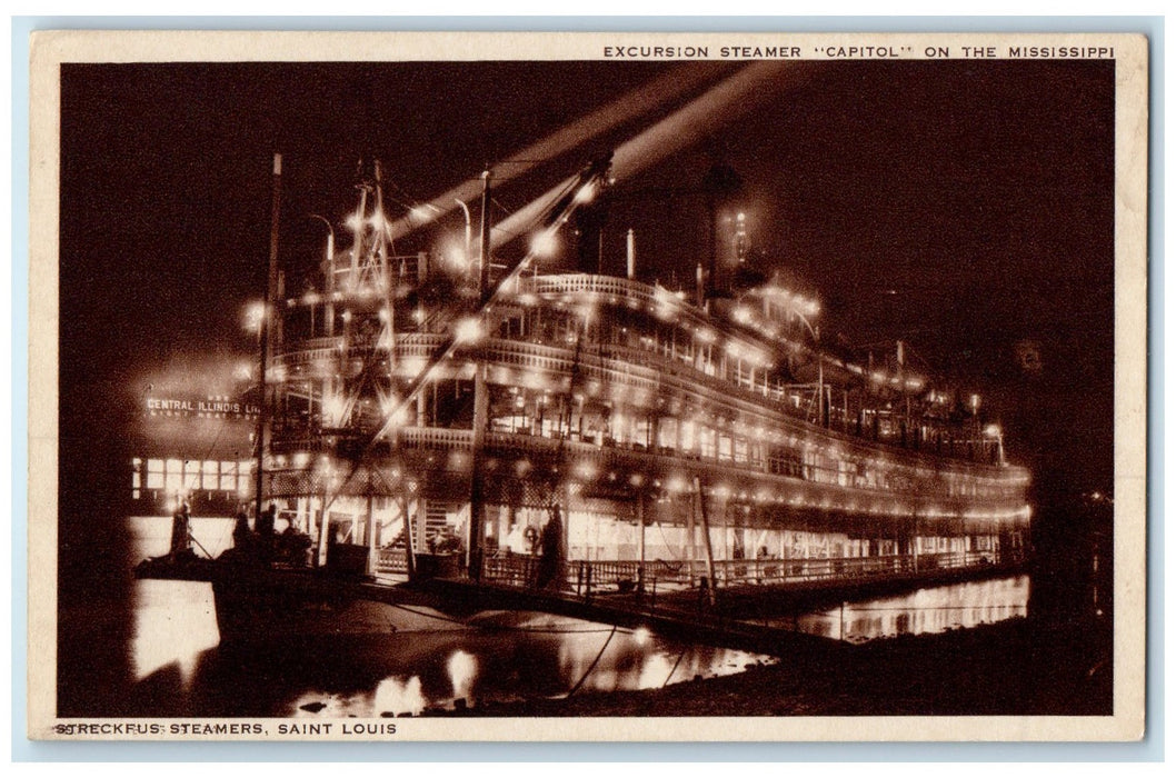 c1940's Excursion Steamer Capitol On The Mississippi New Orleans LA Postcard