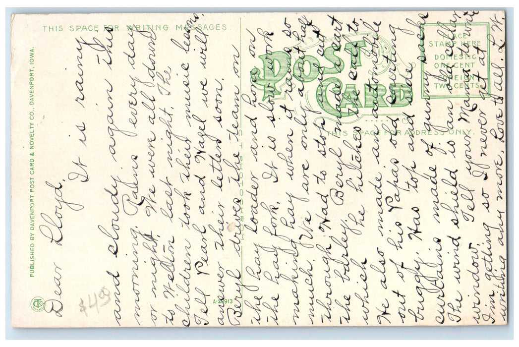 c1910's Steamer Morning Star Scene On Mississippi River Mississippi MS Postcard