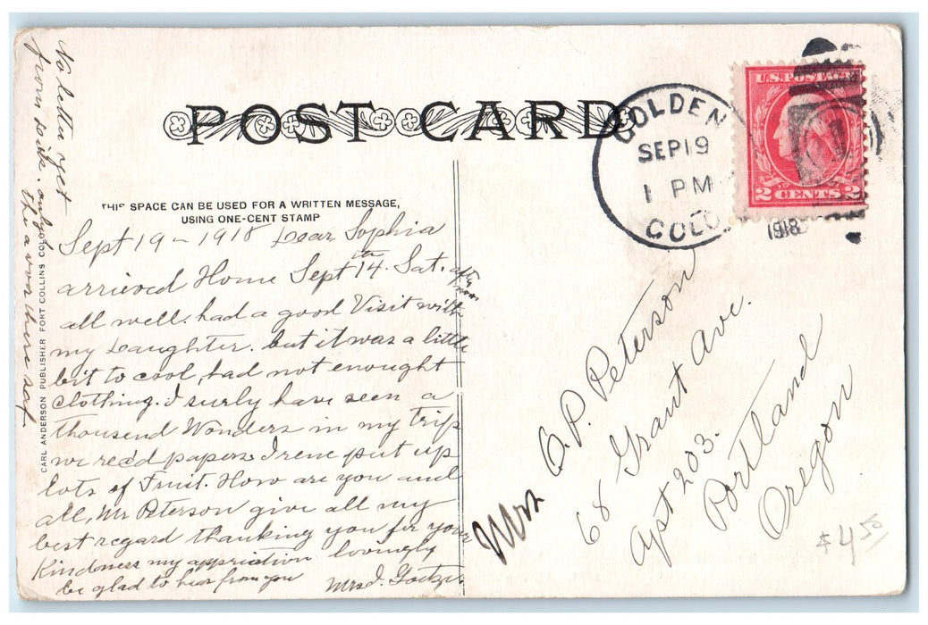1918 Linden Street Classic Cars Trolley Carriage Horse Fort Collins CO Postcard