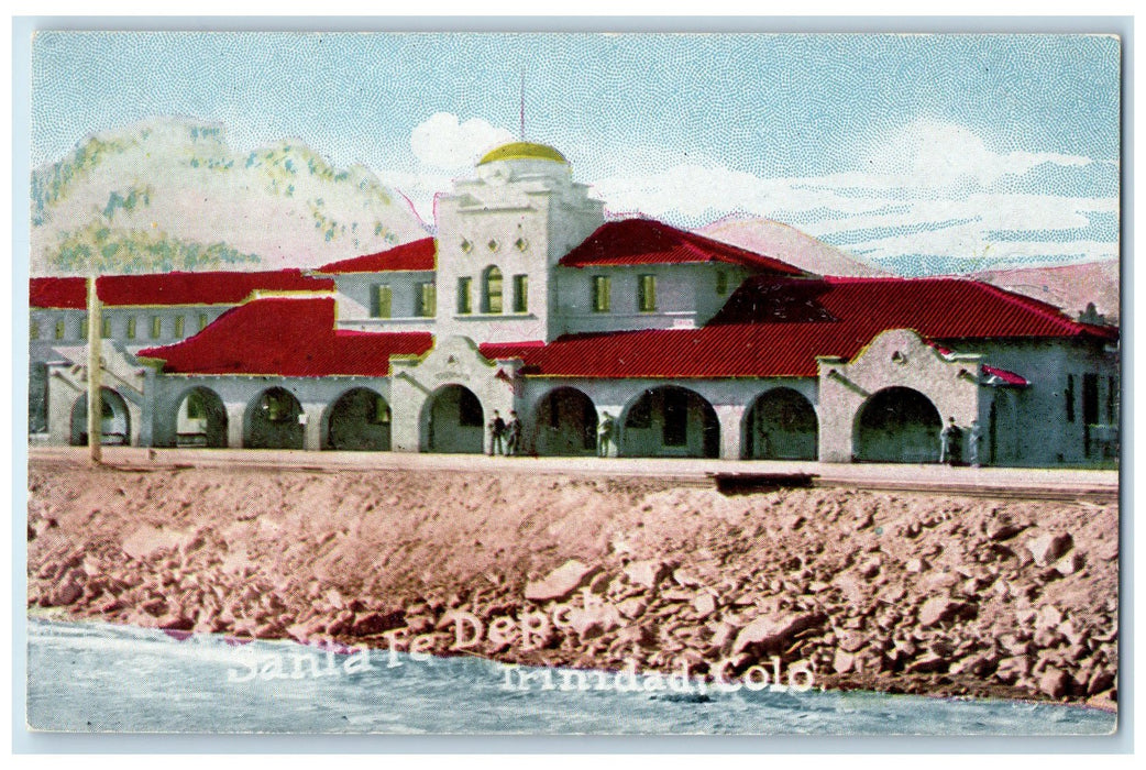 c1950's Santa Fe Depot Building Seaside Entrance Trinidad Colorado CO Postcard