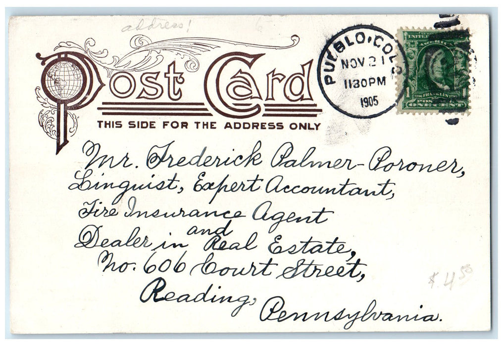 1905 Main Street Streetcar Buildings Trolley Crowd Pueblo Colorado CO Postcard