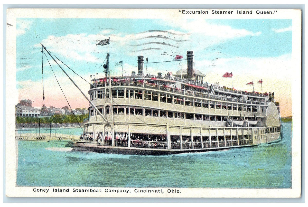 Excursion Steamer Highlander 1927 Excursion Steamer Island Queen Largest Steamboat Cincinnati OH Po ...