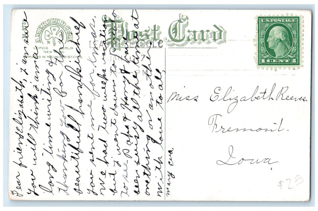 c1910's High School Campus Building Entrance Mother & Kid Leadville CO Postcard