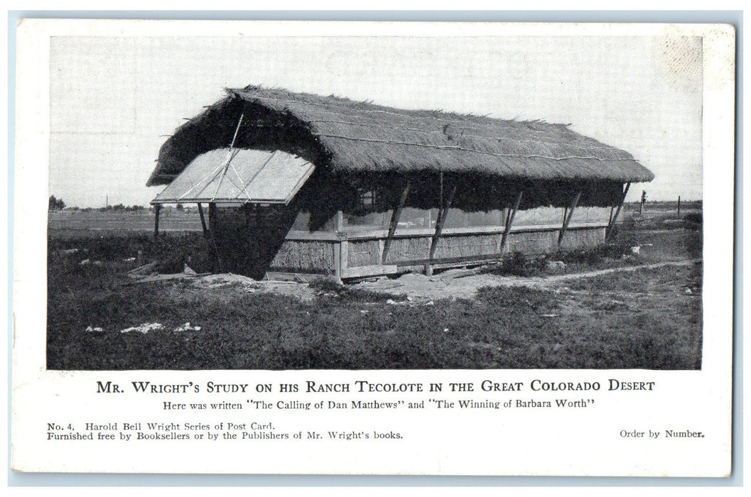 c1920 Mr. Wright's Study On His Ranch Tecolote Great Colorado Desert CO Postcard