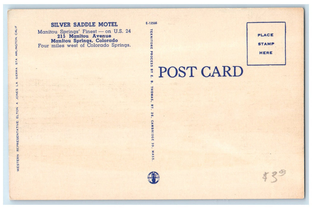 c1940's Silver Saddle Motel & Restaurant Manitou Springs Colorado CO Postcard