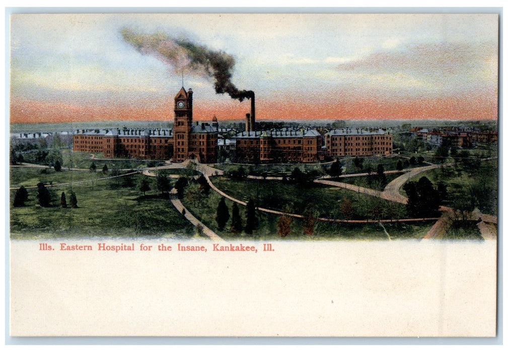 c1905 Eastern Hospital For Insane Building Tower Kankakee Illinois IL Postcard