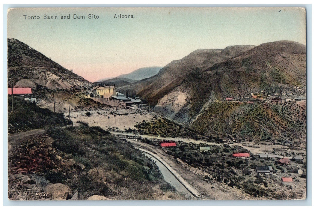 c1950's Tonto Basin & Damp Site Mountains Road View Arizona AZ Unposted Postcard