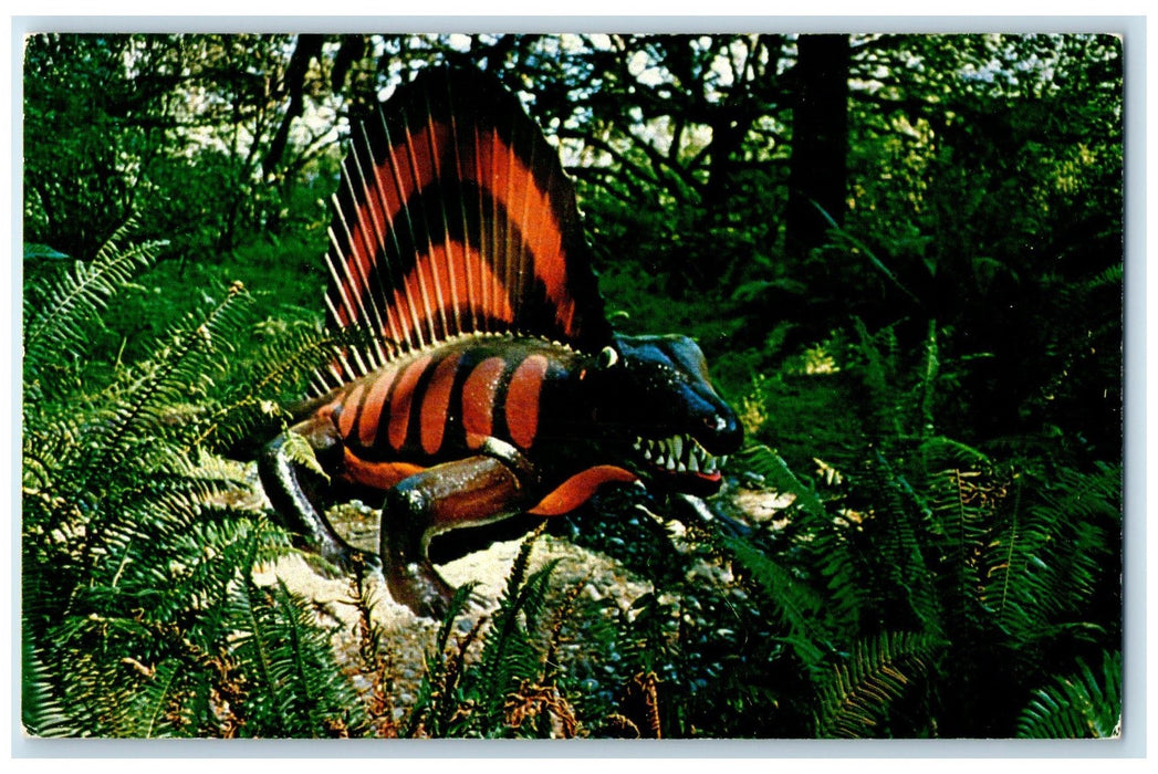 c1950's Dimetrodon Meat Eating Reptile Prehistoric Garden Oregon OR Postcard
