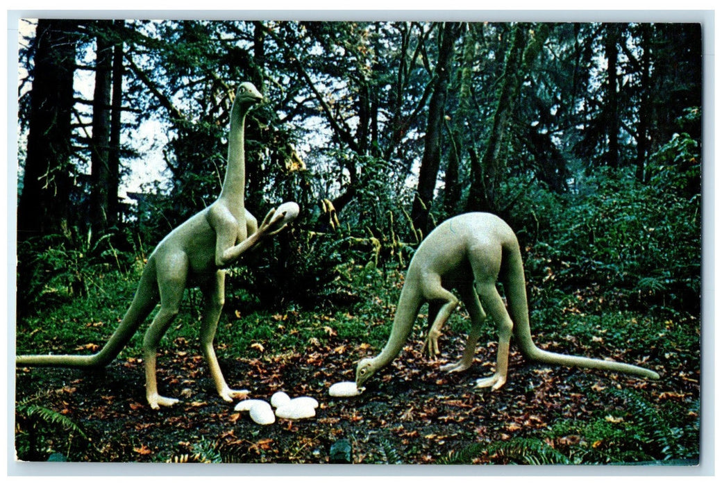 c1950's Struthiomimus Bird Ostrich Mimic Prehistoric Gardens Oregon OR Postcard