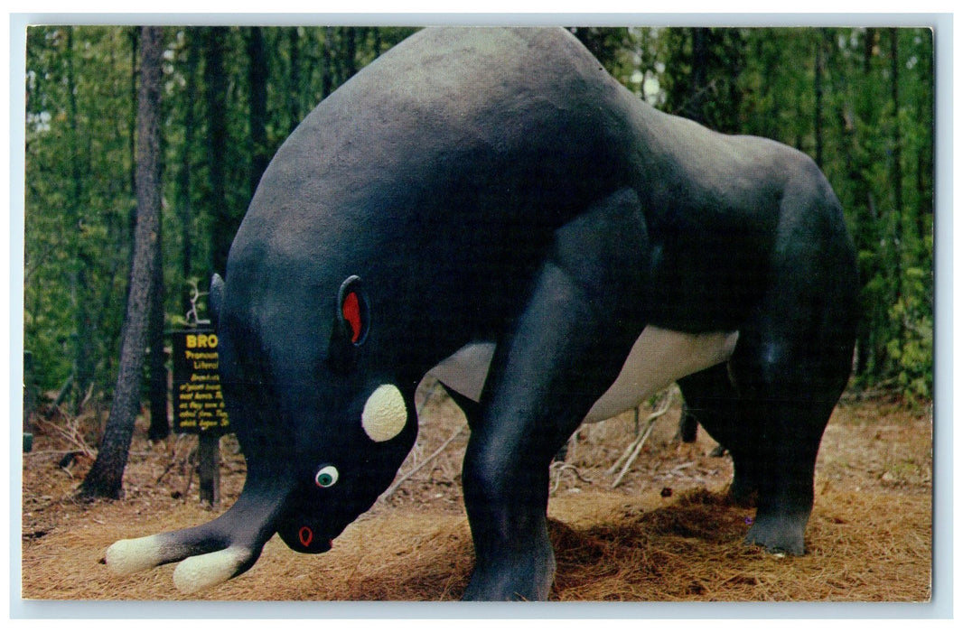 c1950 Brontotherium One Of Giant Beast Thunder Beast Park Chiloquin OR Postcard