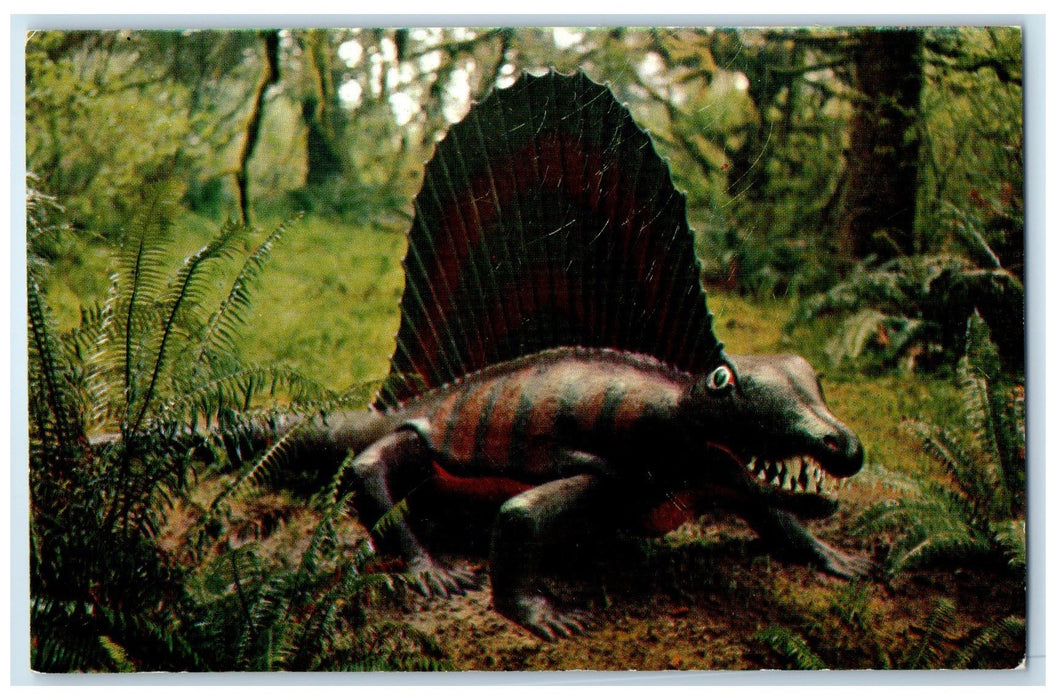 c1950's Dimetrodon Meat Eater Reptile Prehistoric Gardens Oregon OR Postcard