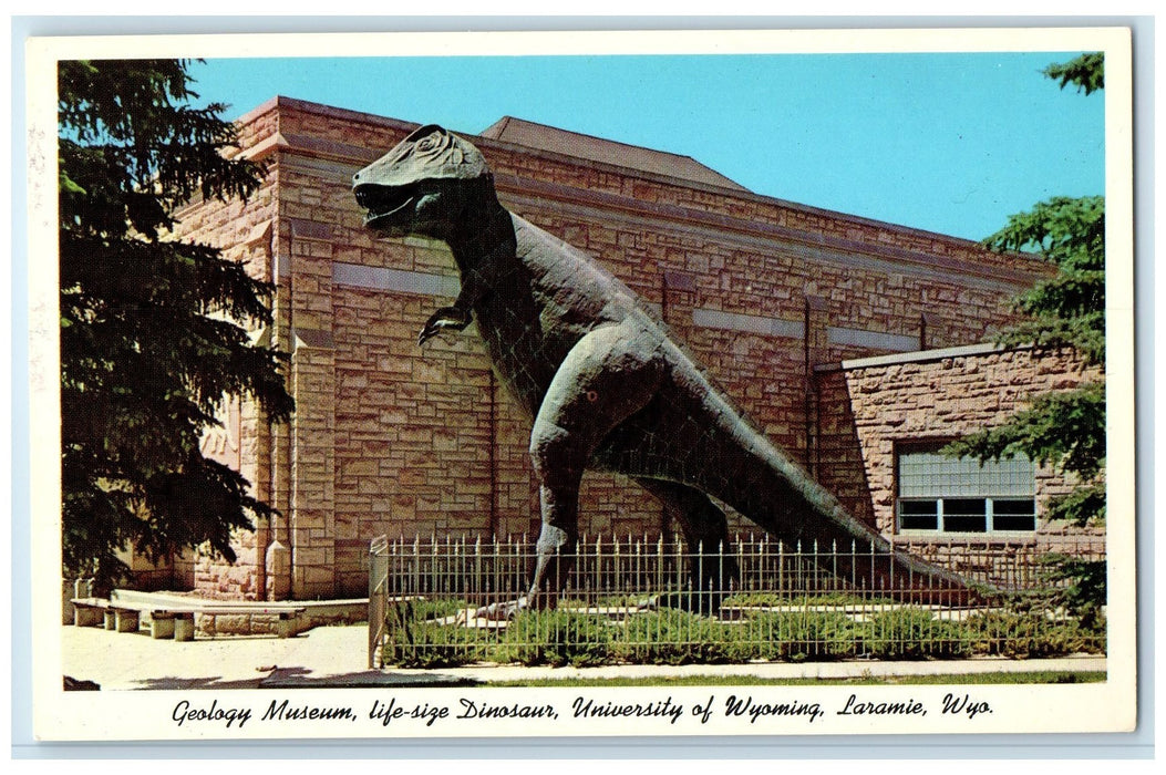 c1920's Geology Museum Life Size Dinosaur University Wyoming Laramie WY Postcard