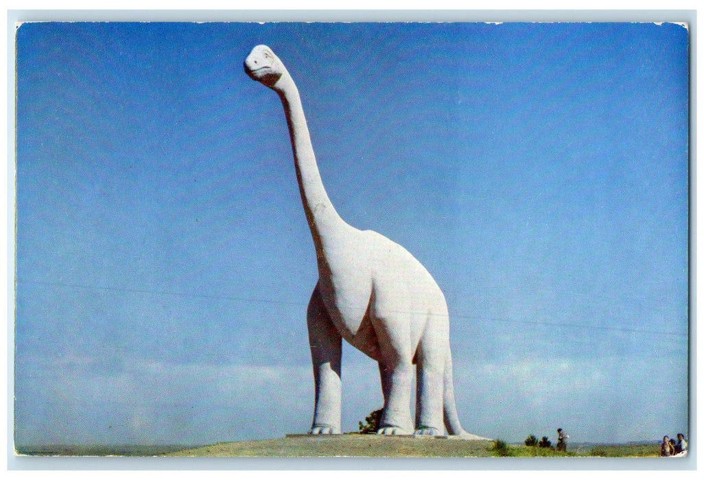 c1950 Dinosaur On Skyline Drive Tourist Kids Rapid City South Dakota SD Postcard