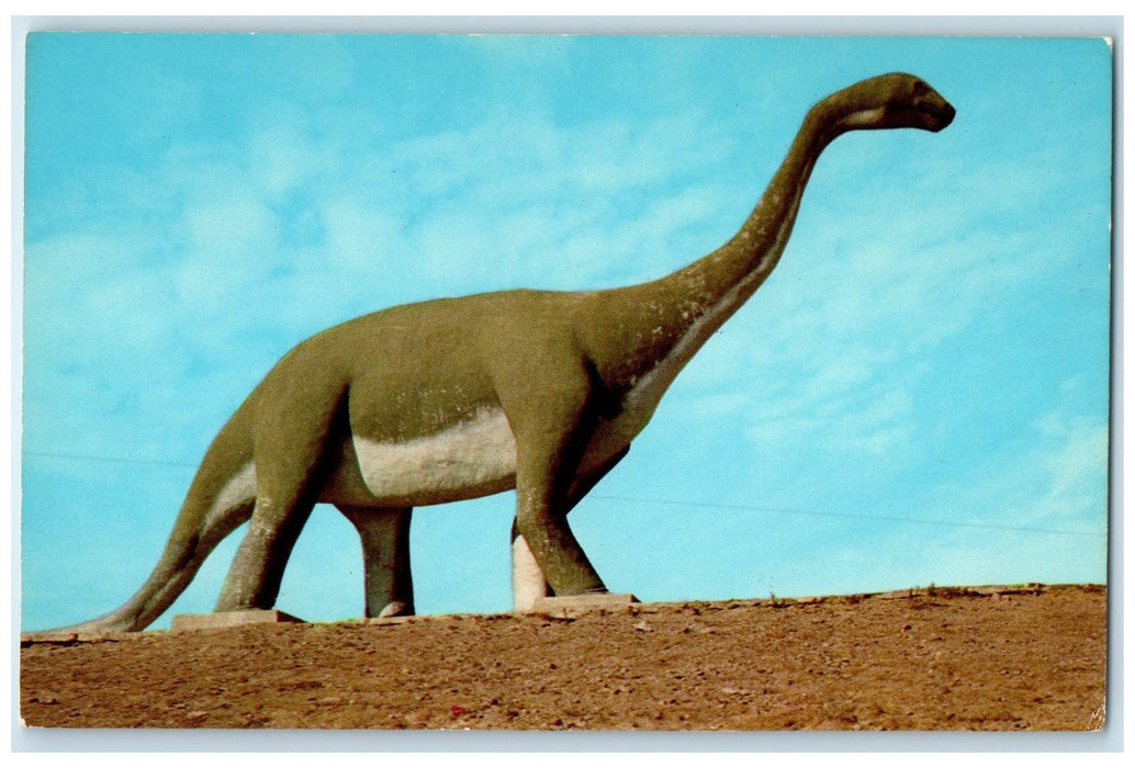 c1950 Brontosaurus Replica Dinosaur Park Rapid City South Dakota SD Postcard