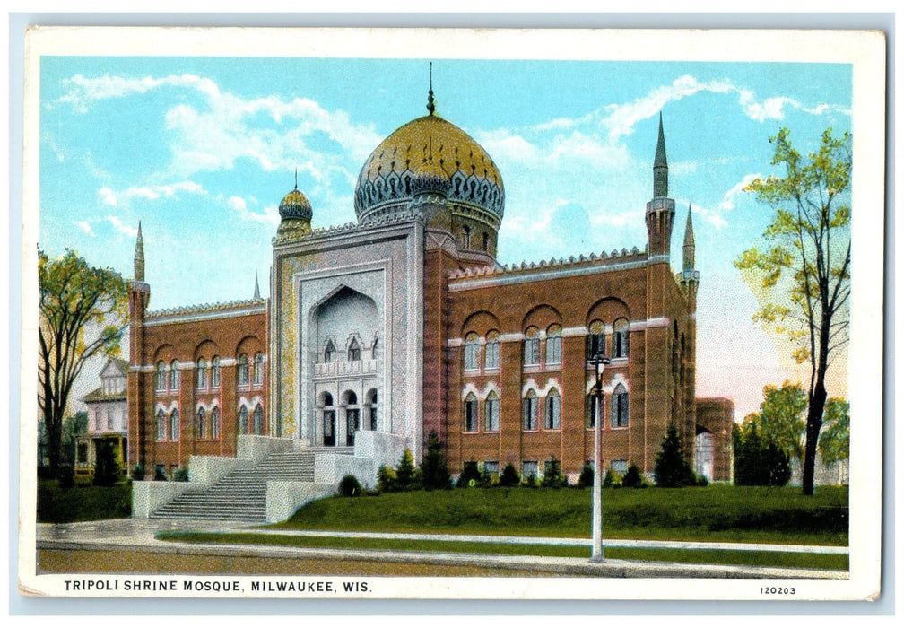 c1920's Tripoli Shrine Mosque Finest Structure Milwaukee Wisconsin WI Postcard