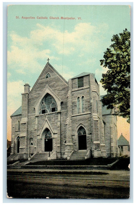 c1910's St. Augustine Catholic Church Building Montpelier Vermont VT Postcard