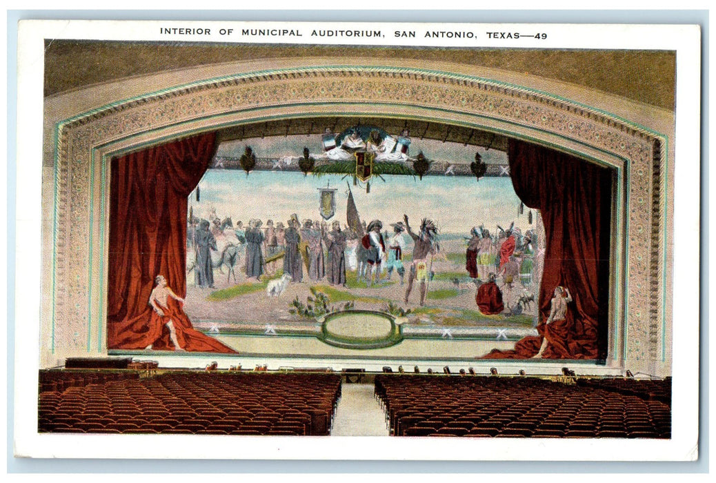 c1920's Interior Of Municipal Auditorium Design San Antonio Texas TX Postcard