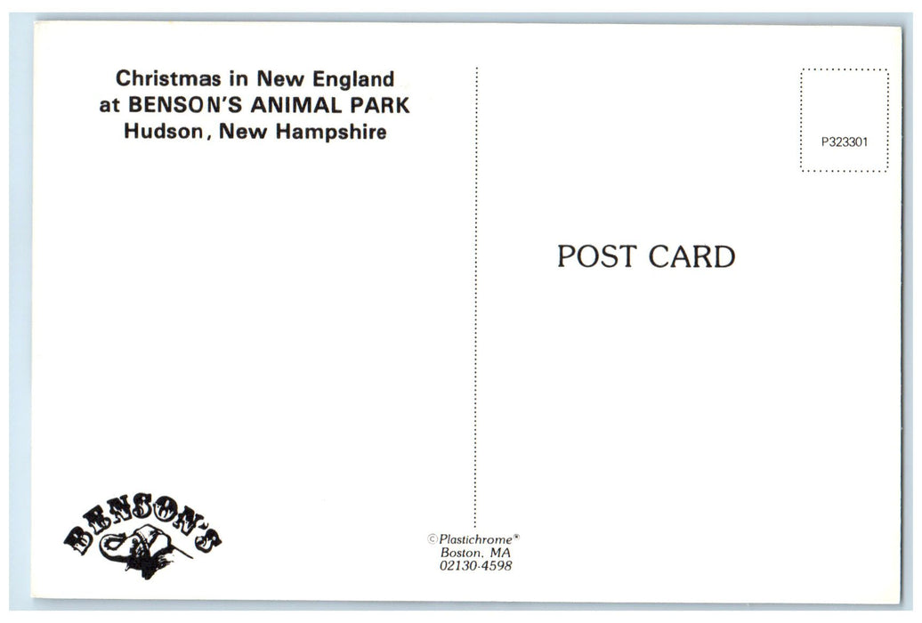 c1950 Christmas At New England Bensons Animal Park Hudson New Hampshire Postcard