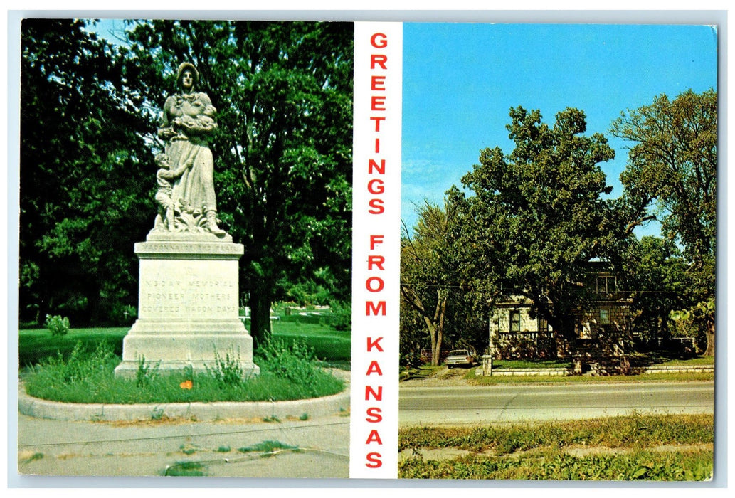 c1950 Greetings From Kansas Multiview Madonna Post Office Grove Kansas Postcard