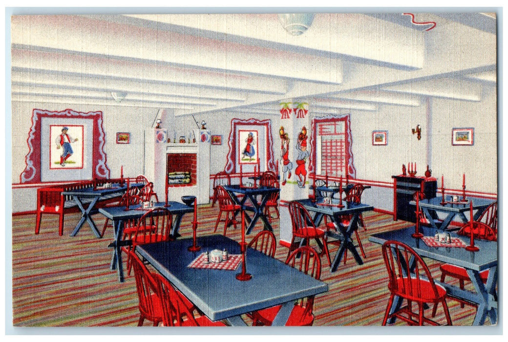 c1940 Hotel Besse & Restaurant Svenska Rummet Interior Pittsburg Kansas Postcard