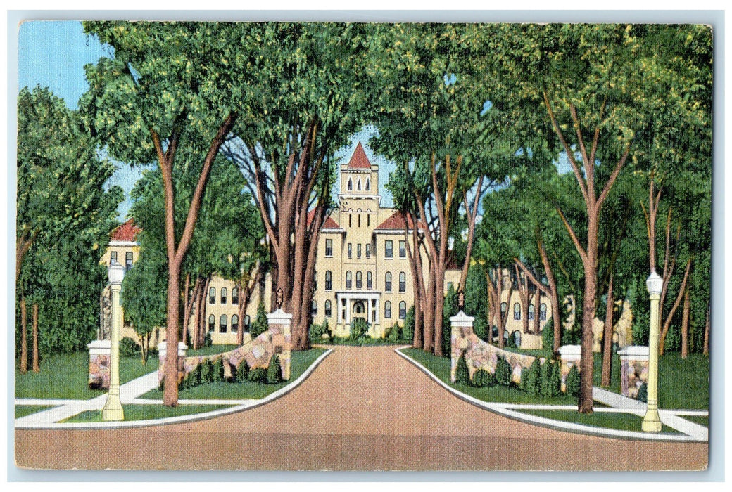 1960 College Entrance State Teachers College Whitewater Wisconsin WI Postcard