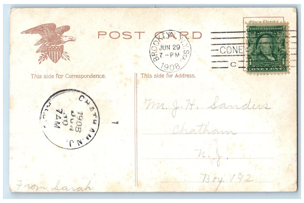 1908 Loop The Loop Railroad Classic Cars Tourists Coney Island New York Postcard