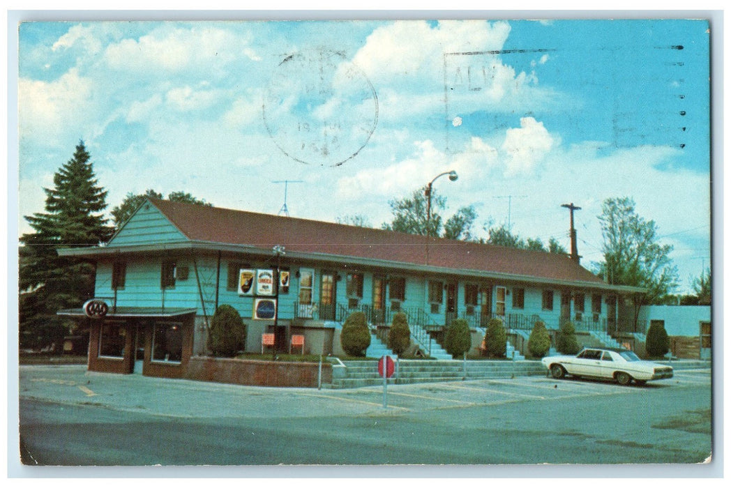 1967 Smith's Motor Lodge & Restaurant Classic Car Downtown Lusk Wyoming Postcard