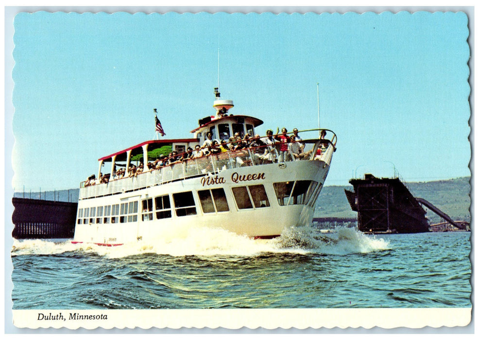 c1950 Excursion Boat Vista Queen Tourists Tour On Lake Duluth Minnesota Postcard