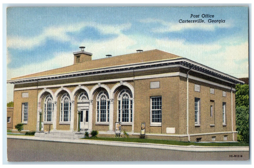 c1940's Post Office Exterior Roadside Cartersville Georgia GA Unposted Postcard
