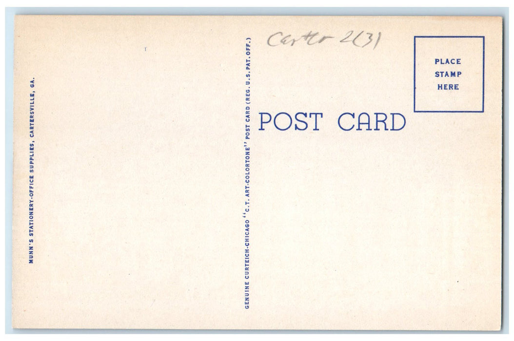 c1940's Post Office Exterior Roadside Cartersville Georgia GA Unposted Postcard