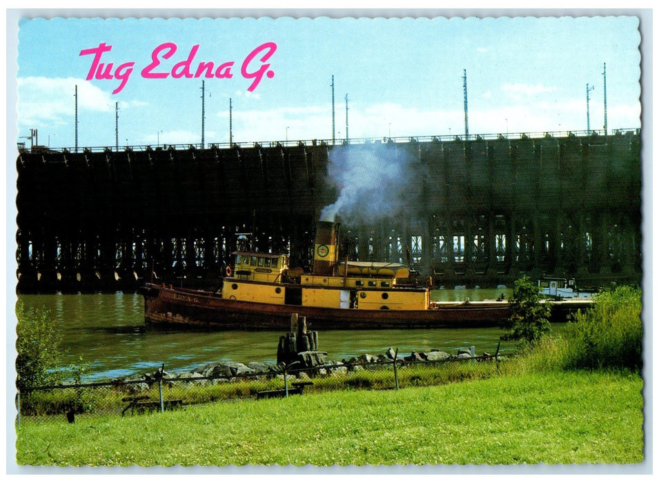 c1950 Tug Edna G. Oldest Tug Boat Still Working Lake Superior Wisconsin Postcard