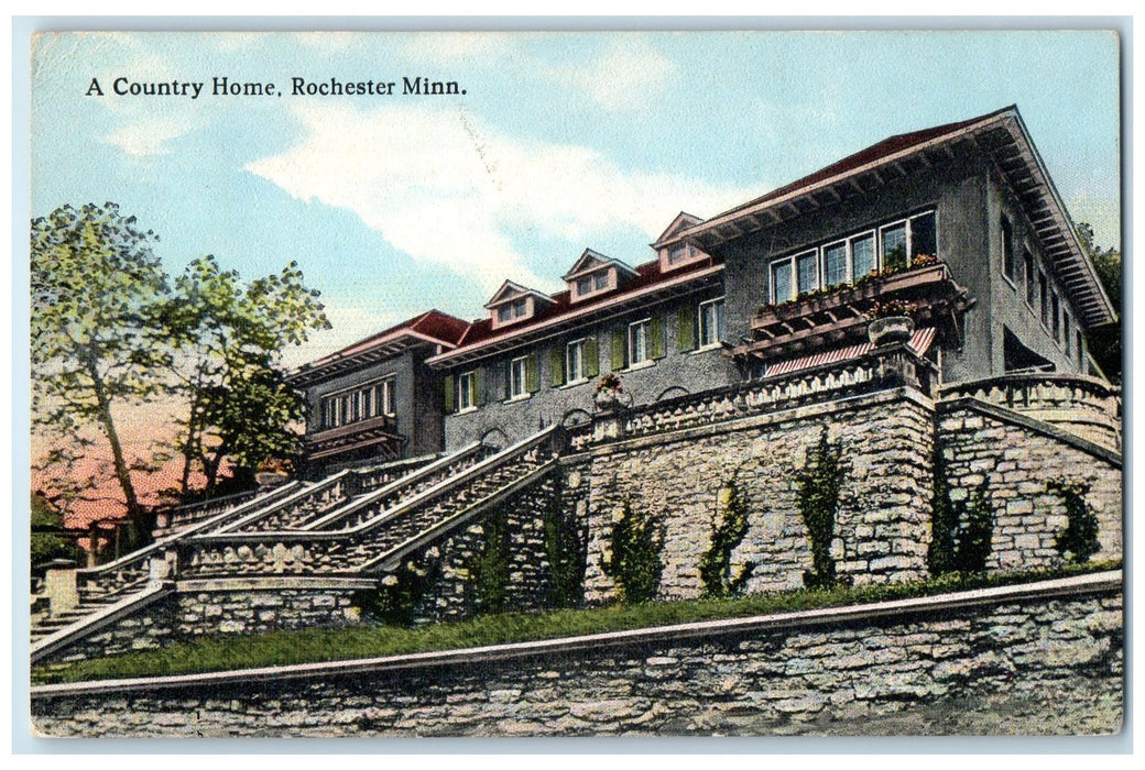 1915 A Country Home Exterior Roadside Rochester Minnesota MN Posted Postcard