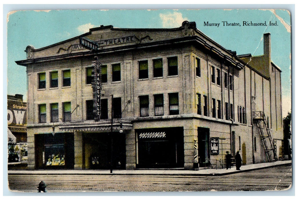 c1910's Murray Theater Building Street Dirt Road Richmond Indiana IN Postcard