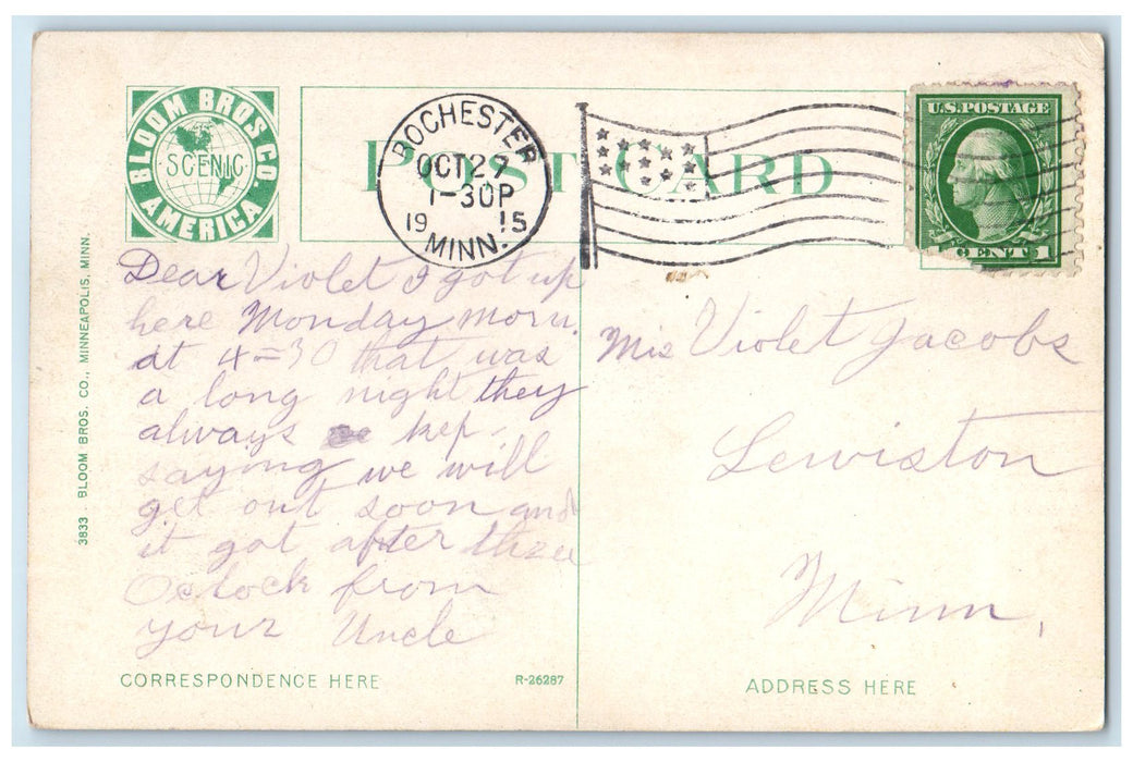 1915 A Country Home Exterior Roadside Rochester Minnesota MN Posted Postcard